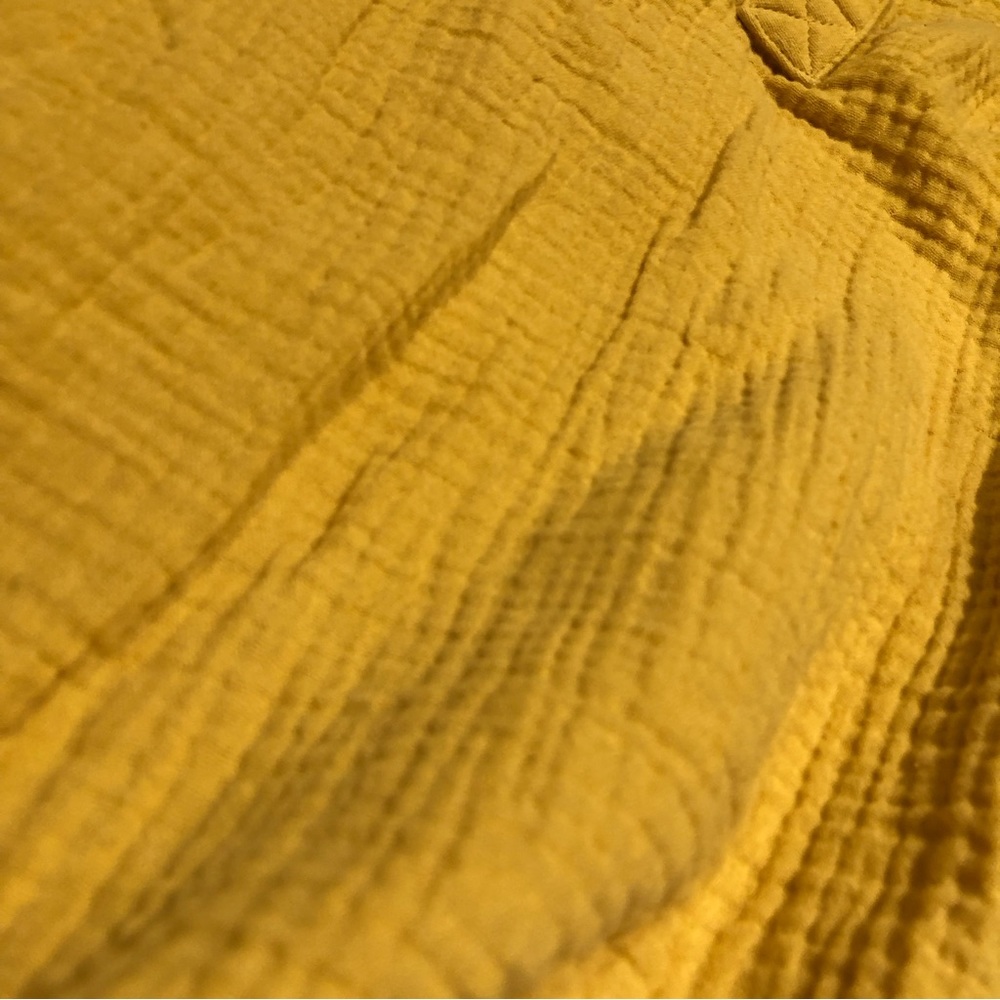 Mustard Yellow Women's Gauze Henley Blouse - Picture 3 of 3